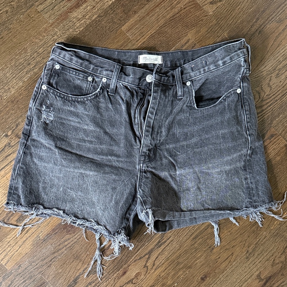 Madewell Distressed Black Denim Cutoff Shorts